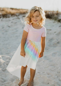 Pink Pastel Rainbow Hi Lo Dress