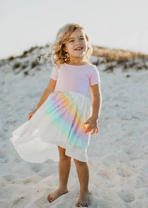 Pink Pastel Rainbow Hi Lo Dress