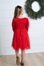 Load image into Gallery viewer, Victoria Red Sequin Fancy Sparkle Tulle Holiday Party Dress