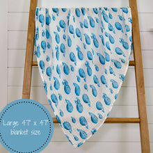 Load image into Gallery viewer, Whale, Whale, Whale Baby Swaddle Blanket