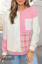 Load image into Gallery viewer, Adult Plaid Striped Patchwork Long Sleeve Top