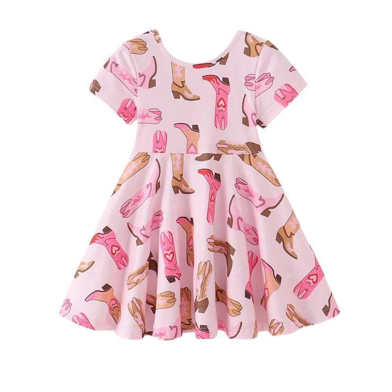 Pink Cowgirl Boots Dress 7/8 Pink Cowgirl Boots Dress 7/8