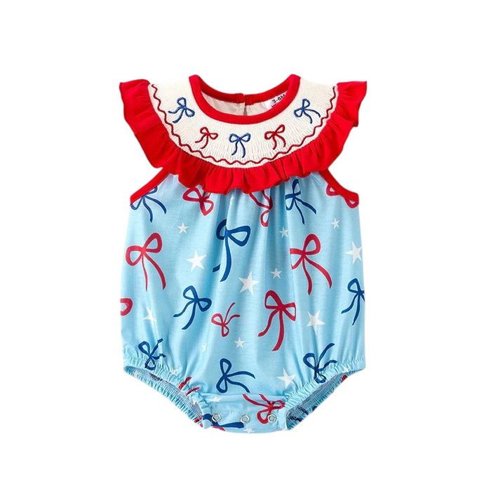 Smocked Patriotic Bow Romper