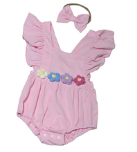 Load image into Gallery viewer, Floral Embroidery Pink Infant Romper