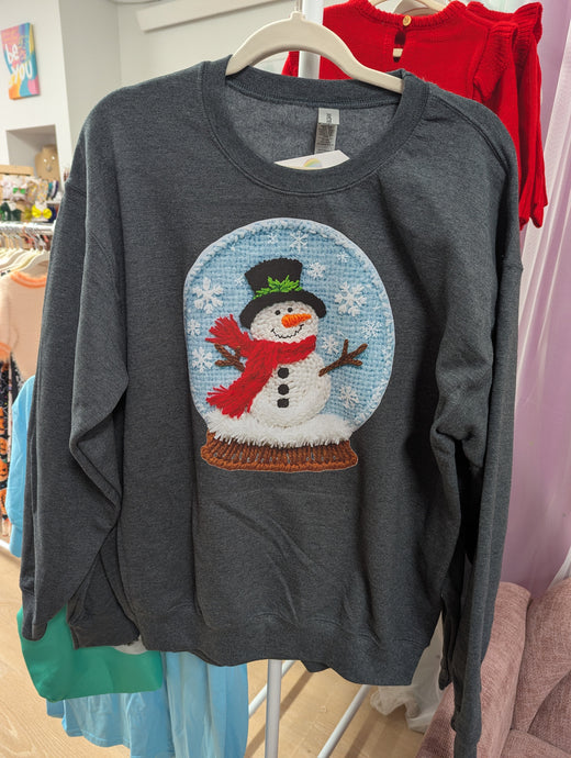Snowglobe Faux Embroidered Adult Sweatshirt