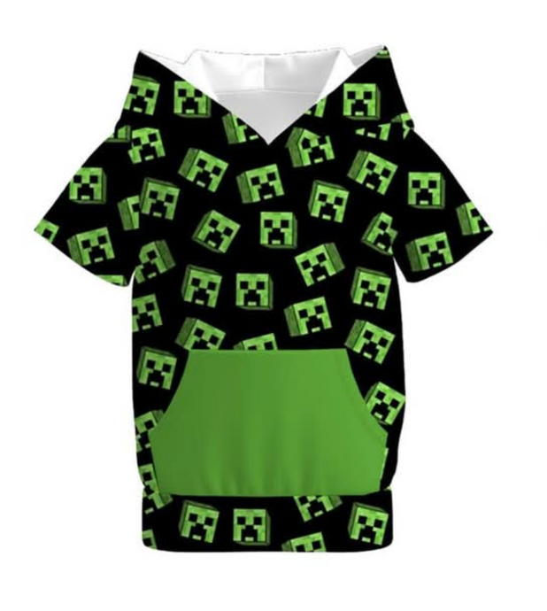 Black Blocks Short Sleeve Hoodie