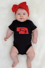 Load image into Gallery viewer, Black Nebraska w/Football Bodysuit