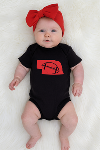 Black Nebraska w/Football Bodysuit