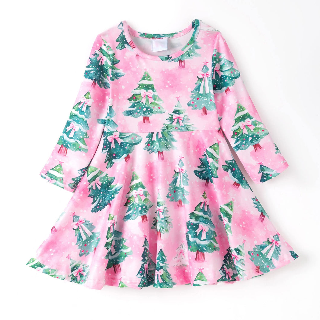 pink dress christmas tree Pink Christmas Tree Smocked Dress