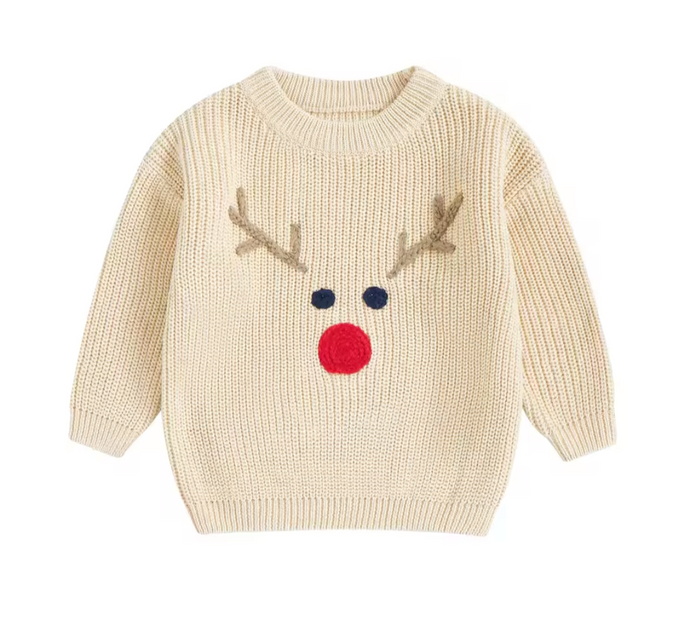 Embroidered Reindeer Sweater