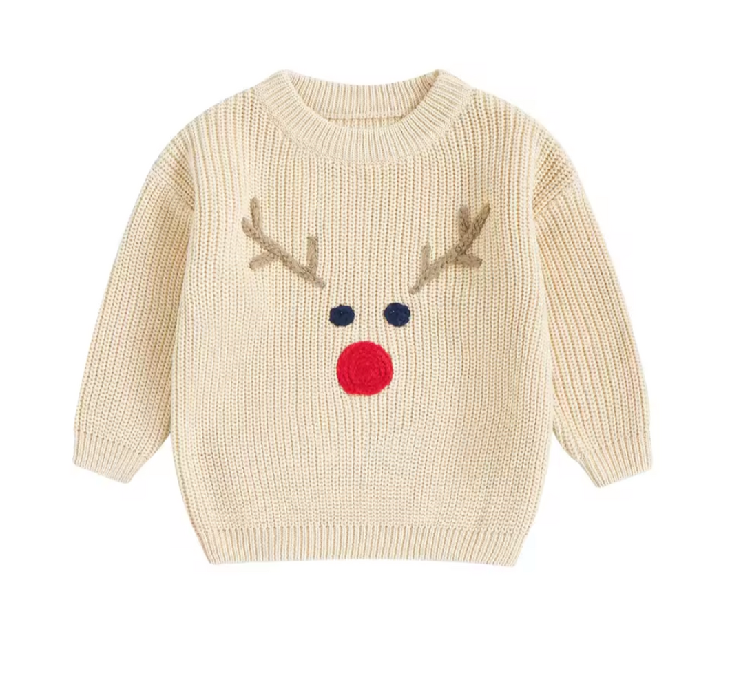 Embroidered Reindeer Sweater