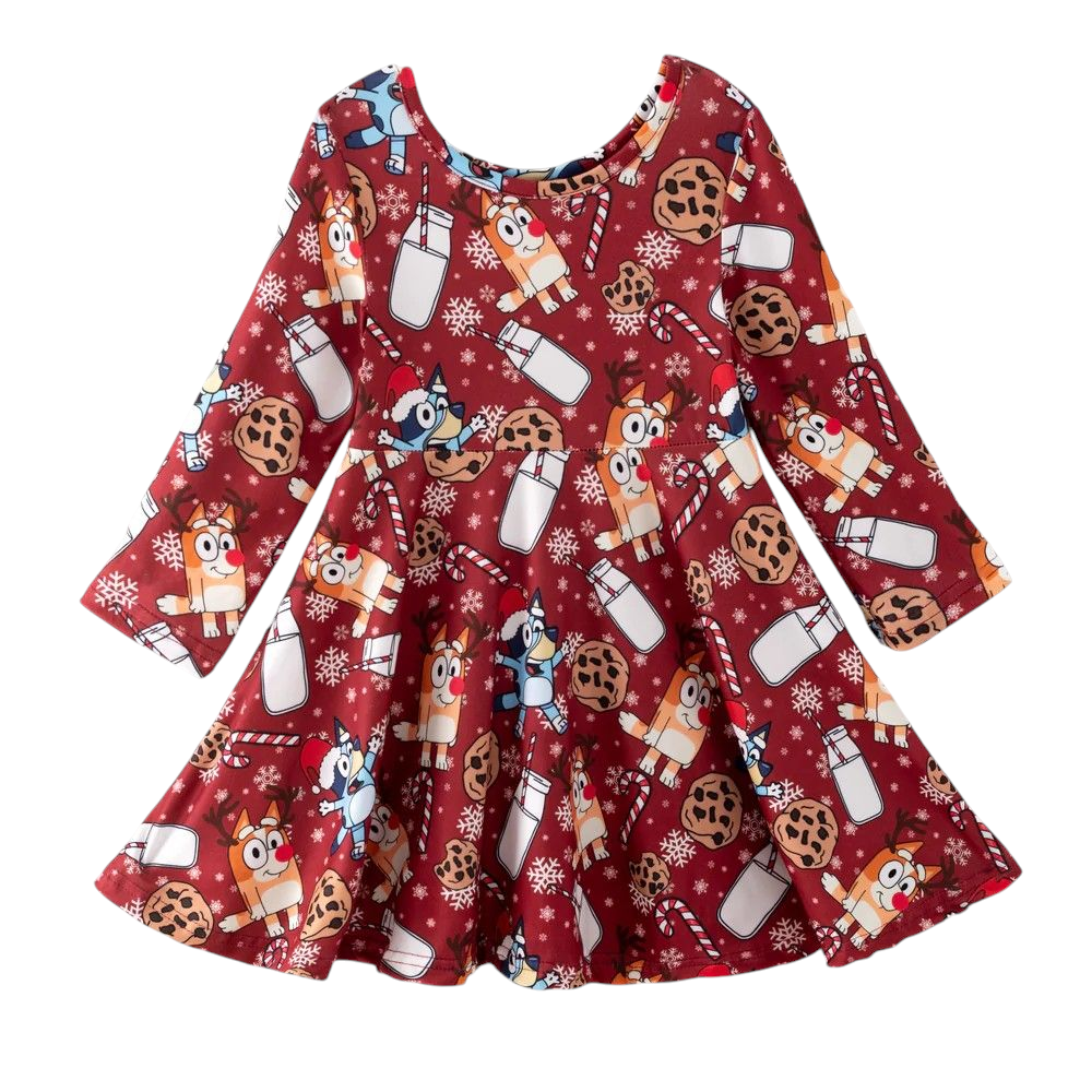 Blue Pup Christmas Dress