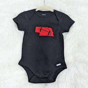 Black Nebraska w/Football Bodysuit