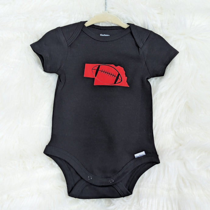 Black Nebraska w/Football Bodysuit