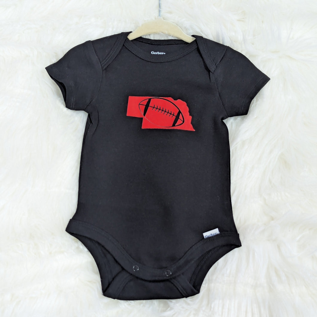 Black Nebraska w/Football Bodysuit