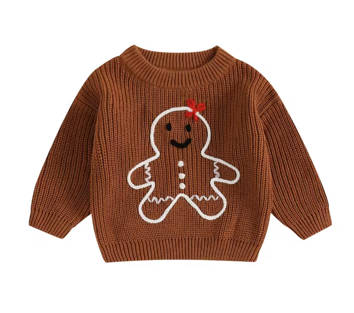 Embroidered Gingerbread Sweater