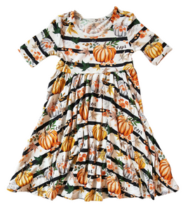 Striped Pumpkin Bamboo Twirl dress