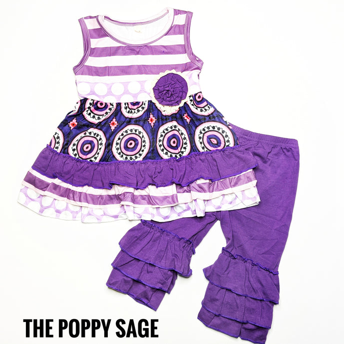 Purple Tank Ruffle Outfit - The Poppy Sage Children's Boutique