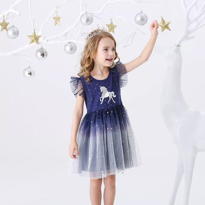 Blue Unicorn dress- Short Sleeve