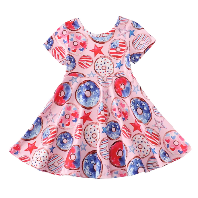 Red, white and blue donuts dress - The Poppy Sage Children's Boutique