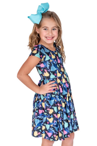 Glitter Princess Short Sleeve Hugs Twirl Dress