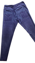 Load image into Gallery viewer, Charlie&#39;s Project Leggings- Blue Faux Jeans aka Jeggings!