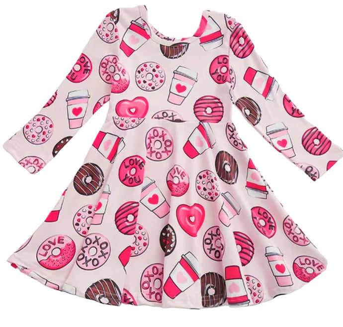 Donuts and Lattes! Long sleeve dress