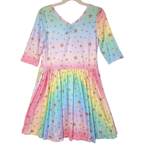 Pastel Rainbow Glitter Star Dress The Poppy Sage Children's Boutique Pastel Rainbow Glitter Star Dress The Poppy Sage Children's Boutique