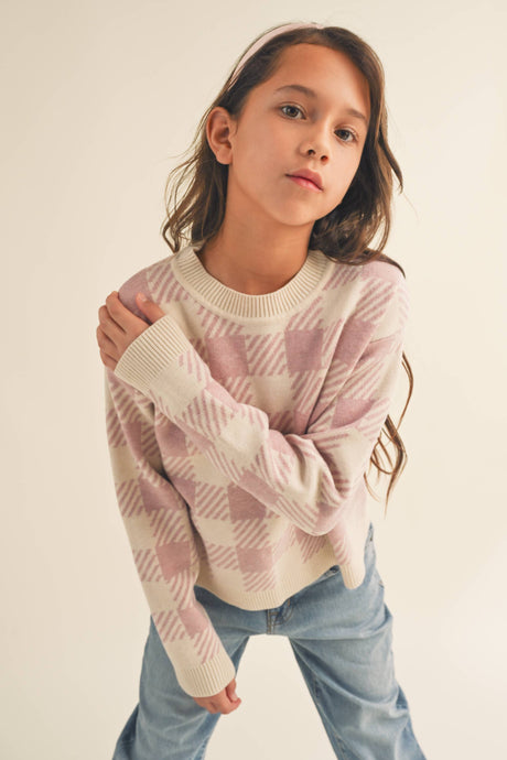 Striped Check Pullover Sweater